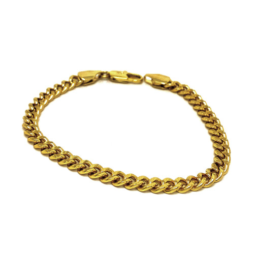 LUXUSNÍ NÁRAMEK V TÓNU 14K ZLATA VZORU PANCER S GRAVÍROVÁNÍM (19,5CM)