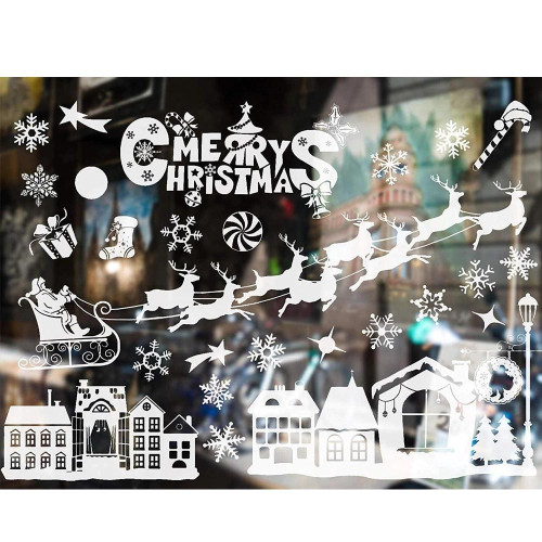 VÁNOČNÍ SAMOLEPKY NA OKNA - SANTA CLAUS NA SANÍCH