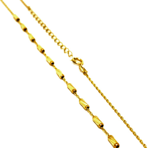 ZLATÝ ŘETÍZEK AU585/1000 S GRAVÍROVANÝMI VÁLEČKY 2,45G ŽLUTÉ ZLATO (45CM - 50CM)