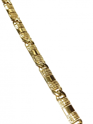 LUXUSNÍ ZLATÝ NÁRAMEK AU585/1000 HLADKÉ A GRAVÍROVANÉ ČLÁNKY 10,65G (19CM)