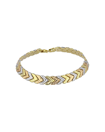 LUXUSNÍ ZLATÝ NÁRAMEK AU585/1000 8,15G GRAVÍROVANÝ VE TŘECH TÓNECH ZLATA (19CM)