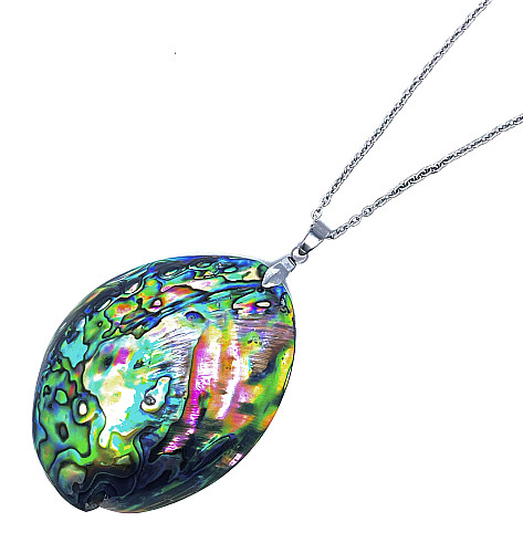 MASIVNÍ PŘÍVĚSEK Z ABALONE PERLETI NA ŘETÍZKU (51CM)