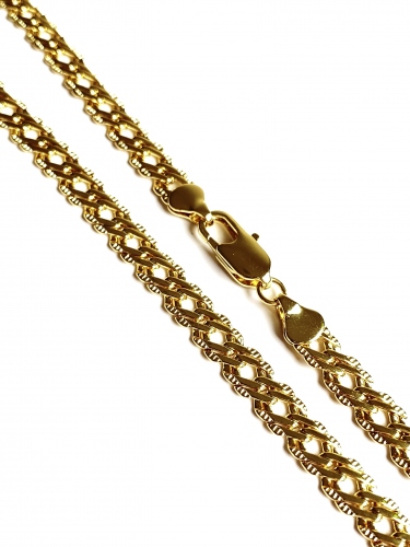 ŘETĚZ S LUXUSNÍM PROPLETENÍM A BOČNÍM GRAVÍREM V BARVĚ 14K ZLATA (54CM)