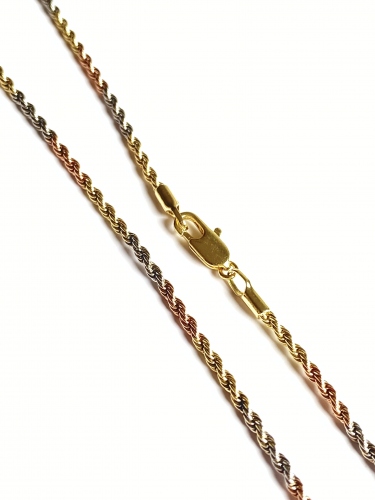 ŘETÍZEK V BARVĚ TŘÍ ODSTÍNŮ ZLATA VZORU VALIS (45CM)