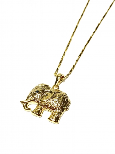 TŘPYTIVÝ ŘETÍZEK S PŘÍVĚSKEM SLONA PRO ŠTĚSTÍ S GRAVÍREM V BARVĚ 14K ZL.