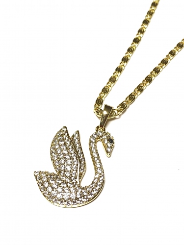 PŘÍVĚSEK S NÁDHERNOU LABUTÍ BOHATĚ ZDOBENOU ZIRKONY(CZ) + OKRASNÝ ŘETÍZEK