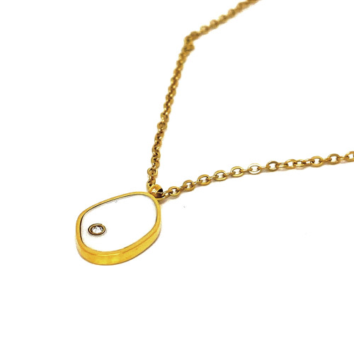 ELEGANTNÍ NÁHRDELNÍK S PERLEŤOVÝM PŘÍVĚSKEM V TÓNU 24K ZLATA (45CM - 50CM)