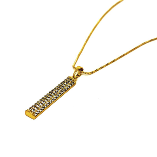 DESIGNOVÝ TŘPYTIVÝ PŘÍVĚSEK NA ŘETÍZKU V TÓNU 14K ZLATA (49CM)