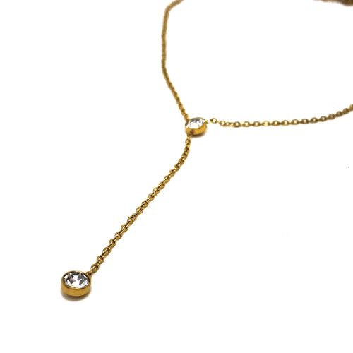 ELEGANTNÍ DÁMSKÝ NÁHRDELNÍK Z UŠLECHTILÉ OCELI S ČIRÝMI KRYSTALY