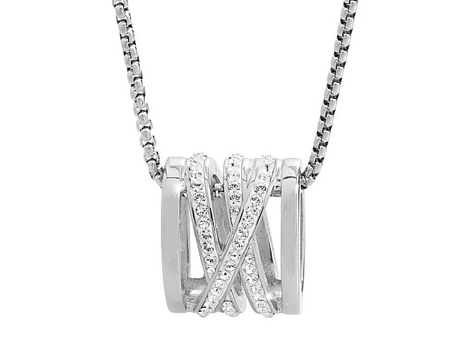 OCELOVÝ NÁHRDELNÍK S TUNÝLKEM CIK CAK A S KRYSTALY SWAROVSKI CRYSTAL