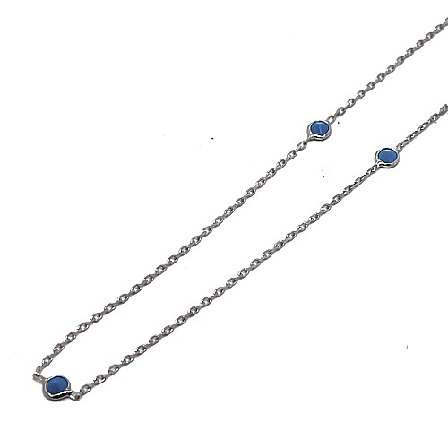 STŘÍBRNÝ NÁHRDELNÍK AG925/1000 S TYRKYSOVÝMI OZDOBAMI (45CM + 5CM)