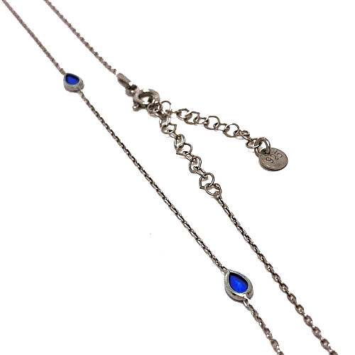 STŘÍBRNÝ NÁHRDELNÍK AG925/1000 S TYRKYSOVÝMI KAPKAMI (45 - 50CM)