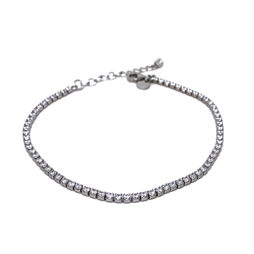 STŘÍBRNÝ NÁRAMEK AG925/1000 S ŘÁDOU ZÁŘIVÝCH KRYSTALŮ (18CM - 21,5CM)