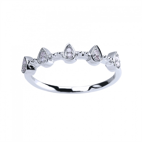STŘÍBRNÝ PRSTEN AG925/1000 S DIAMANTEM 0,06CT VE TVARU KAPEK