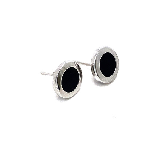 PUZETOVÉ KULATÉ STŘÍBRNÉ NÁUŠNICE AG 925/1000 S ČERNÝM ONYXEM (1,1CM)