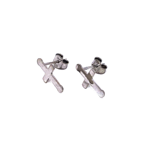 STŘÍBRNÉ NÁUŠNICE AG925/1000 HLADKÉ KŘÍŽKY (PUZETOVÉ ZAPÍNÁNÍ) 1,4CM