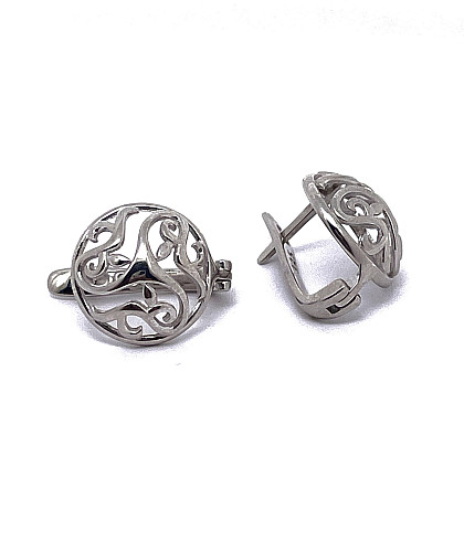 ELEGANTNÍ STŘÍBRNÉ NÁUŠNICE AG925/1000 KULATÉ S KVĚTINOVÝM VZOREM