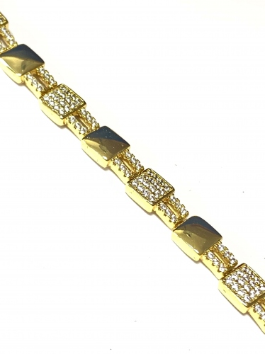 ELEGANTNÍ NÁRAMEK V BARVĚ 14K ZLATA SE ČTVERCOVÝMI BLOČKY A ZIRKONY(CZ)