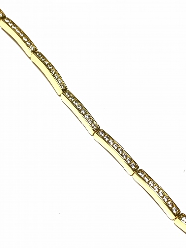 ELEGANTNÍ NÁRAMEK V BARVĚ 14K ZLATA S ŘADOU BÍLÝCH KRYSTALŮ (16,5 NEBO 18,5CM)