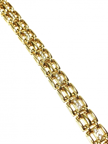 ŠIROKÝ NÁRAMEK S NÁPADITÝM VZOREM V BARVĚ 14K ZLATA (17CM-19CM)
