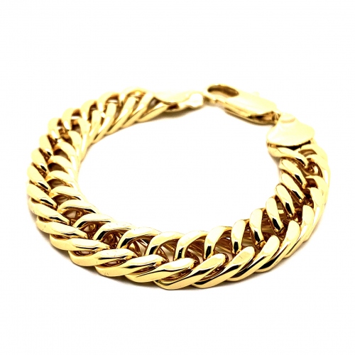 EXKLUZIVNÍ MASIVNÍ NÁRAMEK V BARVĚ 14K ZLATA S LUXUSNÍM VZOREM (19CM)