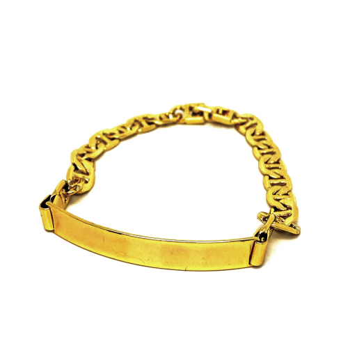MASIVNÍ NÁRAMEK S HLADKOU DESTIČKOU V BARVĚ 14K ZLATA (19,5CM, TL.: 0,8CM)