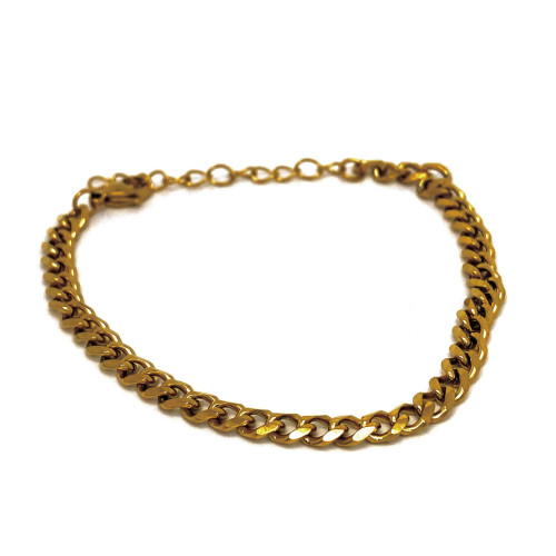 UNISEX NÁRAMEK PANCER V TÓNU 24K ZLATA (18CM - 23CM) Z UŠLECHTILÉ OCELI