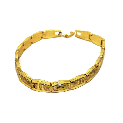 LUXUSNÍ NÁRAMEK S MATNÝM TŘPYTIVÝM EFEKTEM A GRAVÍROVÁNÍM V TÓNU ZLATA (19,5CM)