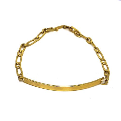 JEMNÝ UNISEX NÁRAMEK S HLADKOU DESTIČKOU V BARVĚ 14K ZLATA (19CM)