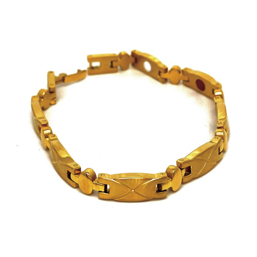 DÁMSKÝ ZDOBNÝ MAGNETICKÝ NÁRAMEK V TÓNU 24K ZLATA S GRAVÍROVÁNÍM (20CM)
