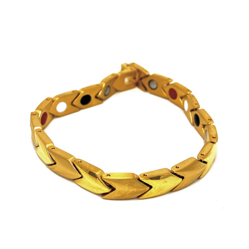 NÁRAMEK V TÓNU 24K ZLATA Z ČLÁNKŮ V KOMBINOVANÉM PROVEDENÍ LESK-MAT (19,5CM)
