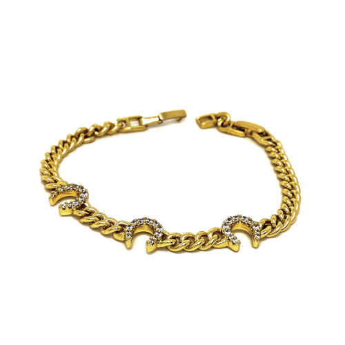STYLOVÝ DÁMSKÝ NÁRAMEK V TÓNU 14K ZLATA S PODKOVAMI PRO ŠTĚSTÍ  (16,5CM - 19CM)