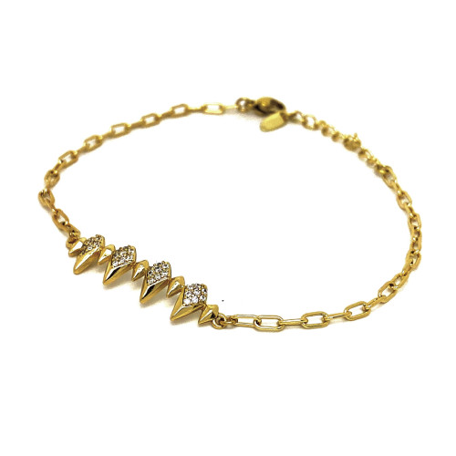 PŮVABNÝ DÁMSKÝ NÁRAMEK V TÓNU 14K ZLATA S JEMNOU TŘPYTIVOU OZDOBOU (18CM - 21CM)