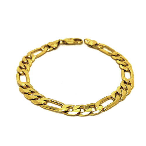 NADČASOVÝ MASIVNÍ NÁRAMEK VZORU FIGARO V TÓNU 14K ZLATA - UNISEX (20CM)