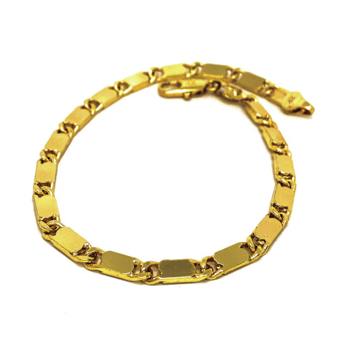 MASIVNÍ NÁRAMEK Z HLADKÝCH PLOŠINEK V TÓNU 14K ZLATA (25CM, TL. 0,5CM)