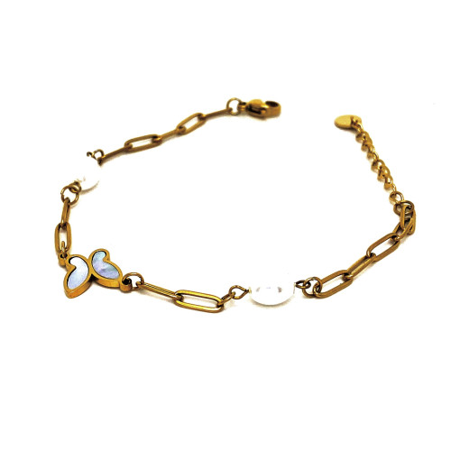 STYLOVÝ NÁRAMEK S PŮVABNOU OZDOBOU PERLEŤOVÉHO MOTÝLKA (17CM - 20CM)