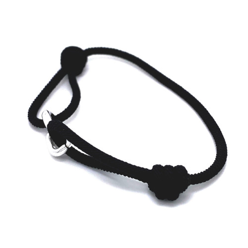 MÓDNÍ UNISEX TEXTILNÍ NÁRAMEK ČERNÉ BARVY S OZDOBOU DVOU OČEK (16CM - 25CM)