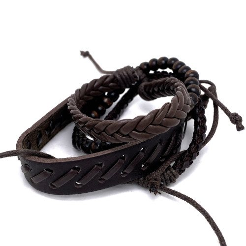 UNISEX ORIGINÁLNÍ SET (4KS) NÁRAMKŮ S RŮZNÝMI VZORY V HNĚDÉM PROVEDENÍ