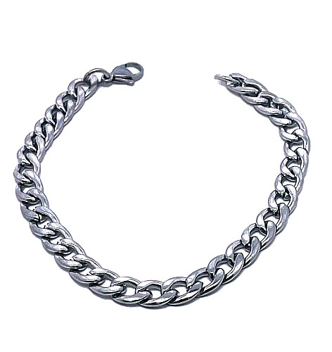 NADČASOVÝ NÁRAMEK Z UŠLECHTILÉ OCELI V TÓNU BÍLÉHO ZLATA VZORU PANCER (19CM)