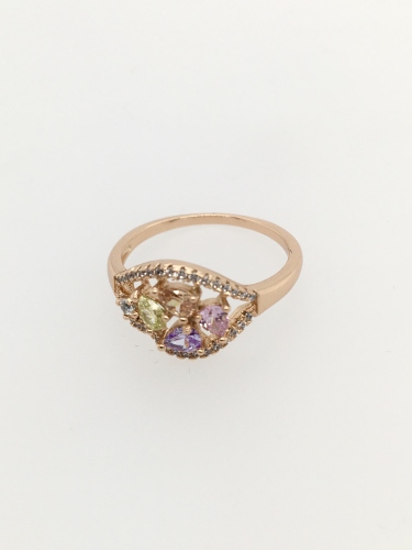 PRSTEN V BARVĚ 18K ZLATA S MULTICOLOR KRYSTALY