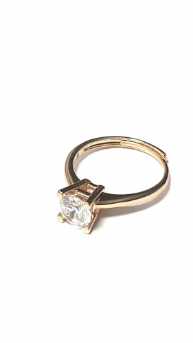 ELEGANTNÍ PRSTEN V BARVĚ 18K ZLATA S KULATÝM KRYSTALEM VYSOKÉHO TŘPYTU (VEL. 52-59)