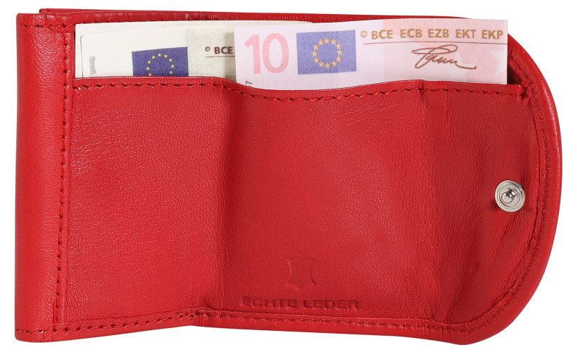 CESTOVNÍ MINI PENĚŽENKA EXCELLANC Z PRAVÉ HLADKÉ KŮŽE (ČERVENÁ)- NĚMECKÁ KVALITA