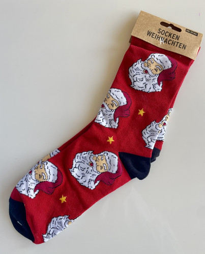 VESELÉ VÁNOČNÍ PONOŽKY - SMĚJÍCÍ SE SANTA (VEL. 37- 44) - UNISEX