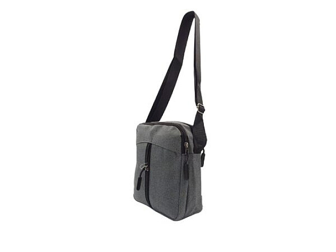 PÁNSKÁ PLÁTĚNÁ CROSSBODY TAŠKA NA ZIP - ČERNÁ