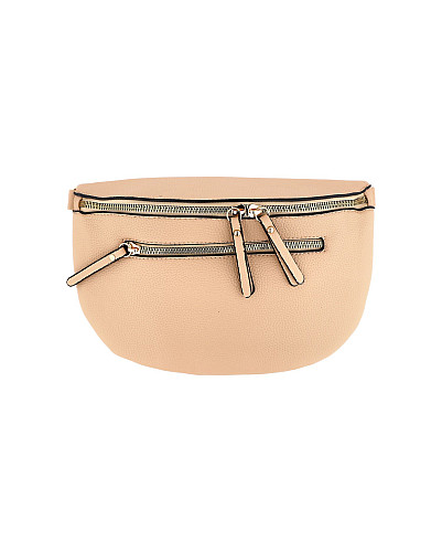 ELEGANTNÍ CROSSBODY KABELKA S ŠIROKÝM POPRUHEM  - MERUŇKOVÁ