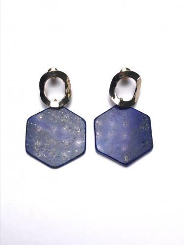 VISACÍ GEOMETRICKÉ NÁUŠNICE S LAPIS LAZULI