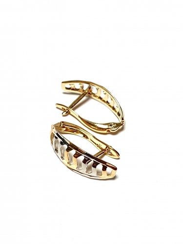 OVÁLNÉ NÁUŠNICE V BARVĚ DVOU ODSTÍNŮ ZLATA PROŘEZÁVANÝ