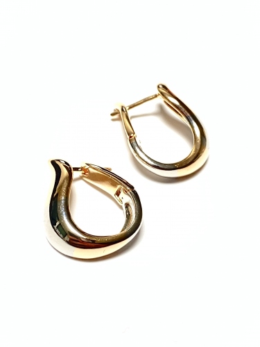 ELEGANTNÍ ZRCADLOVĚ LESKLÉ NÁUŠNICE V BARVĚ DVOU ODSTÍNŮ ZLATA