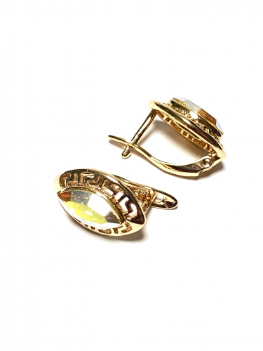 OVÁLNÉ NÁUŠNICE ZDOBENÉ KRYSTALEM S DUHOVÝM ODLESKEM S GRAVÍROVANÍM