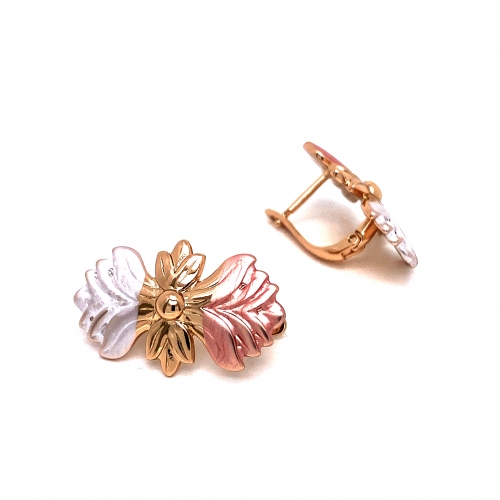 NÁUŠNICE V ORIGINÁLNÍM TVARU KVĚTU VE TŘECH ODSTÍNECH ZLATA